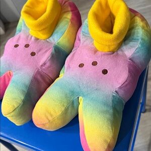 PEEPS Kids Multi Colors Plush Bunny Slippers Bedroom House Shoes (Sz 13  - 1)